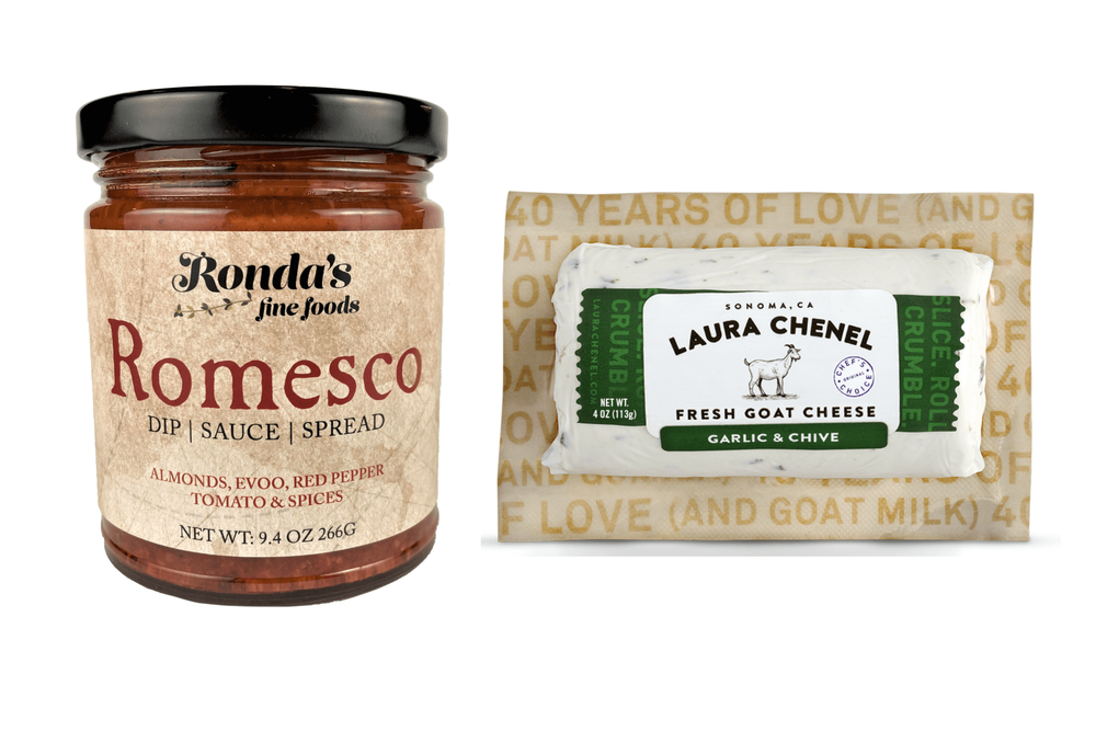 Ronda’s Fine Foods Romesco and Garlic & Chive fresh goat cheese